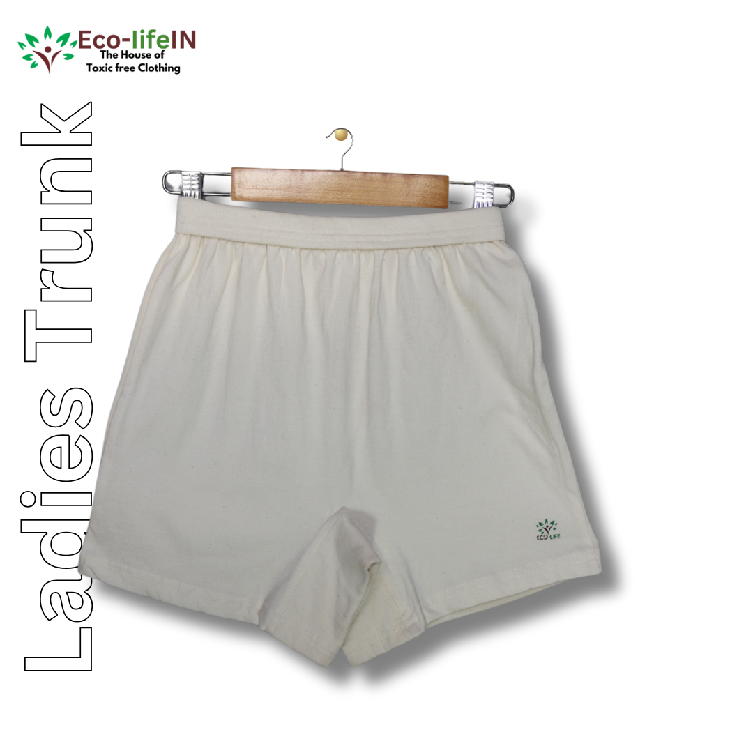Eco life Women's Toxic free Undyed and Unbleached pure Cotton Boy Trunk (Boy Shorts) - Pack of 3