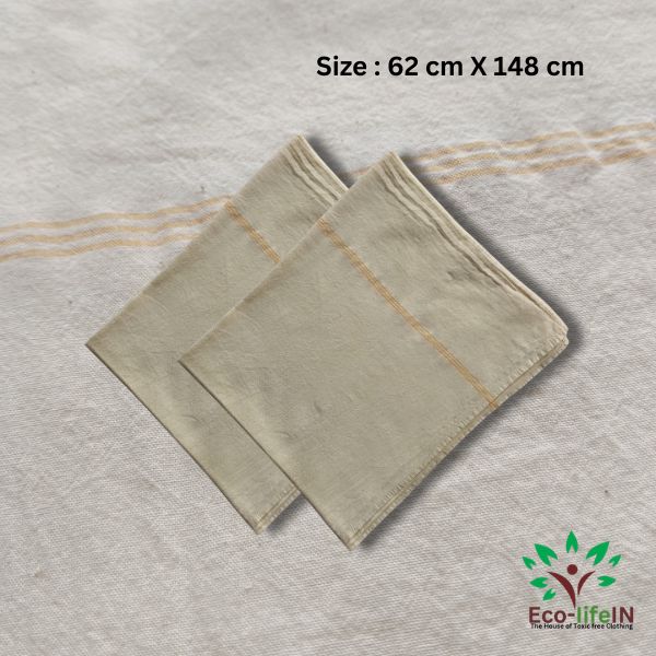 Eco life Undyed and Unbleached Soft Pure Cotton Bath Towel -  Pack of 3