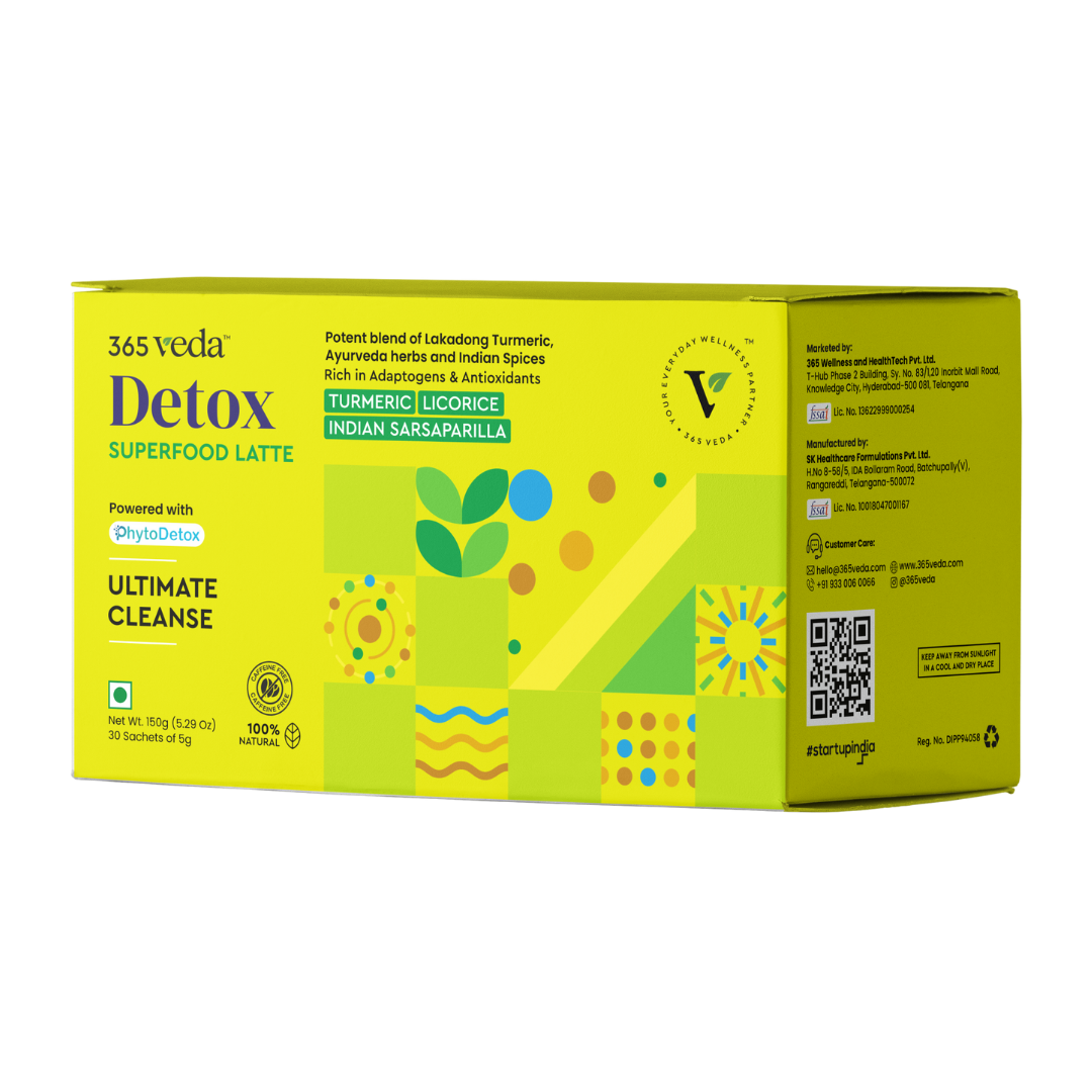 365veda Detox Latte | Ultimate Cleanse | Skin, Liver and Kidney |Herbal Pre-mix | 150G