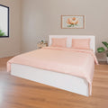 Bisque, 400 TC, 5mm Checks, Vegan Silk Blend Bedsheet Set
