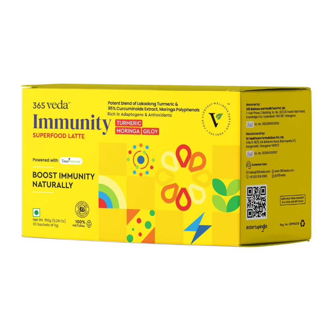365veda Immunity Latte | Boost Immunity, Vitality and Infection Support | Herbal Pre-mix | 150G