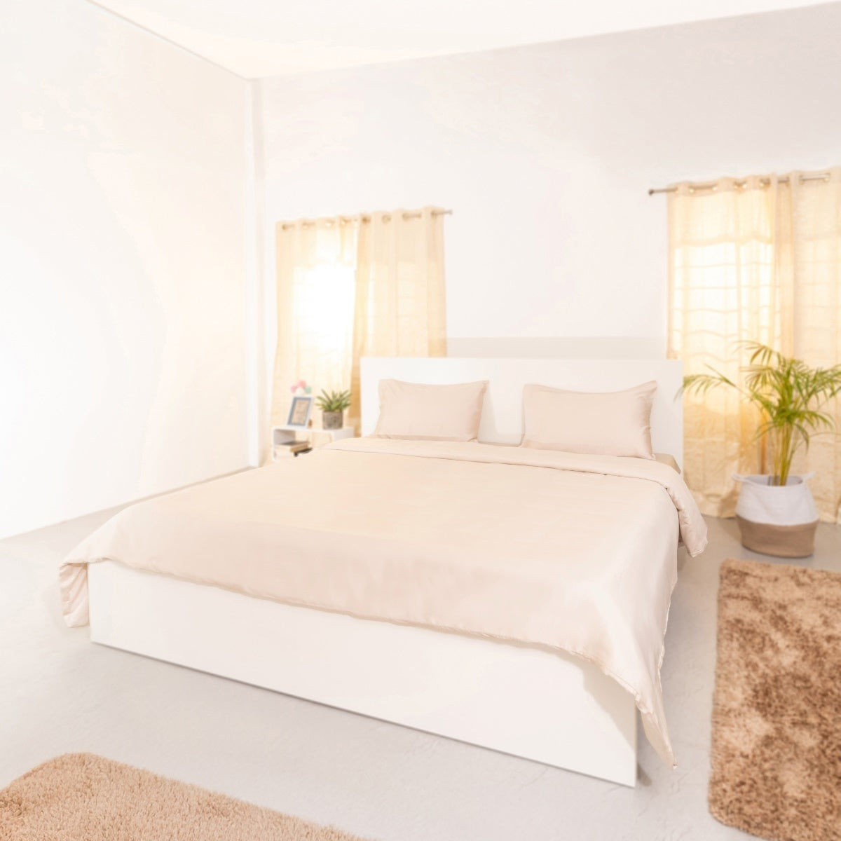 Oat Milk, Vegan Silk Bedsheet Set
