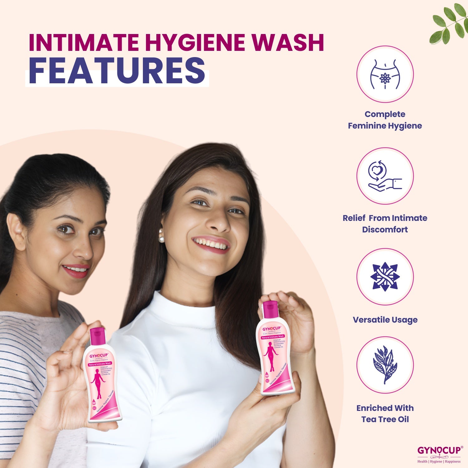 Gynocup Intimate Wash for Women, Enriched with Tea Tree Oil & Aloe Vera Extract, pH Balanced , Prevents Odour & Infections, Safe for Skin Intimate Wash