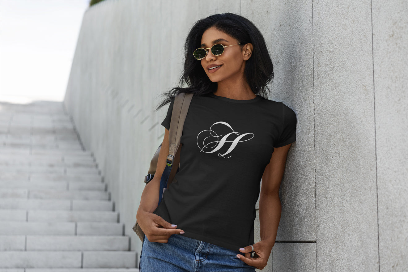 Black with White H Woman Tee