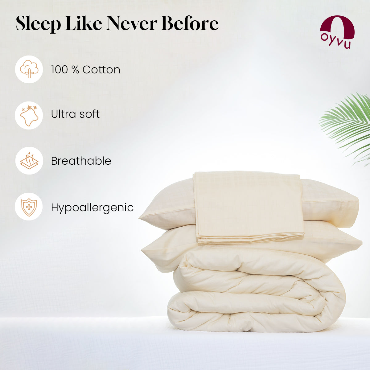 Bone White, 300TC, Window Pane Bedsheet Set