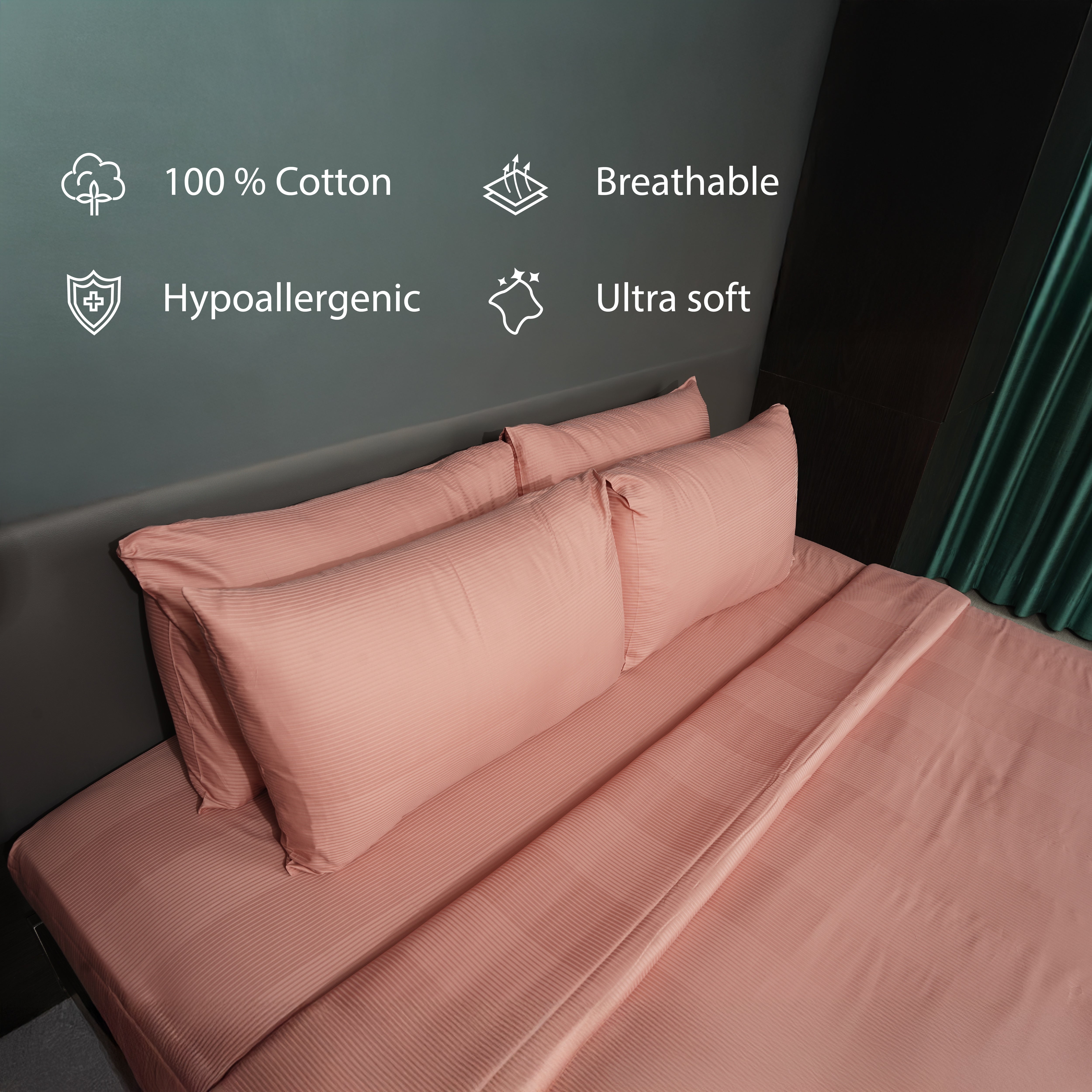 Rose Tan, 300TC, Stripes Bedsheet Set