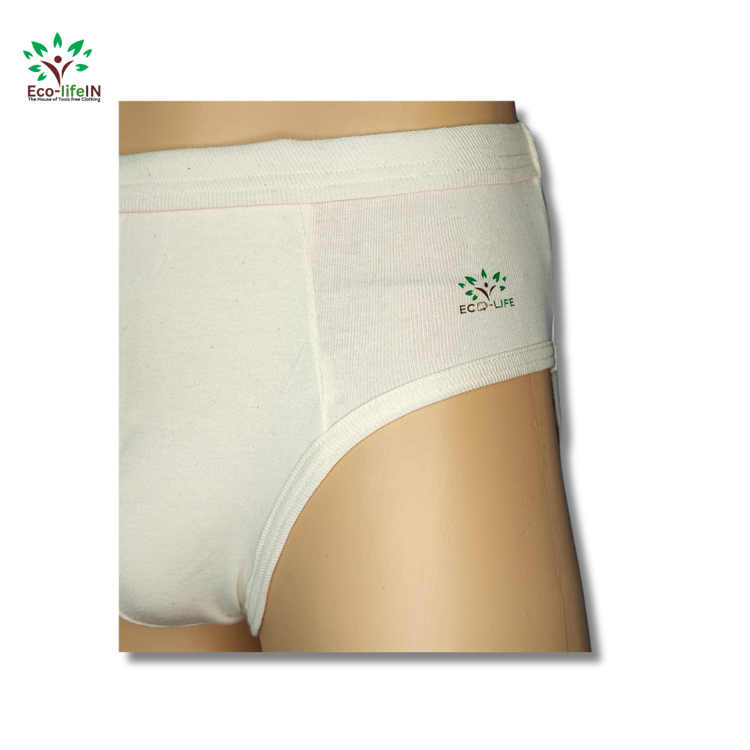 Eco life Men's Toxic free Undyed and Unbleached Pure Cotton Brief - Pack of 3