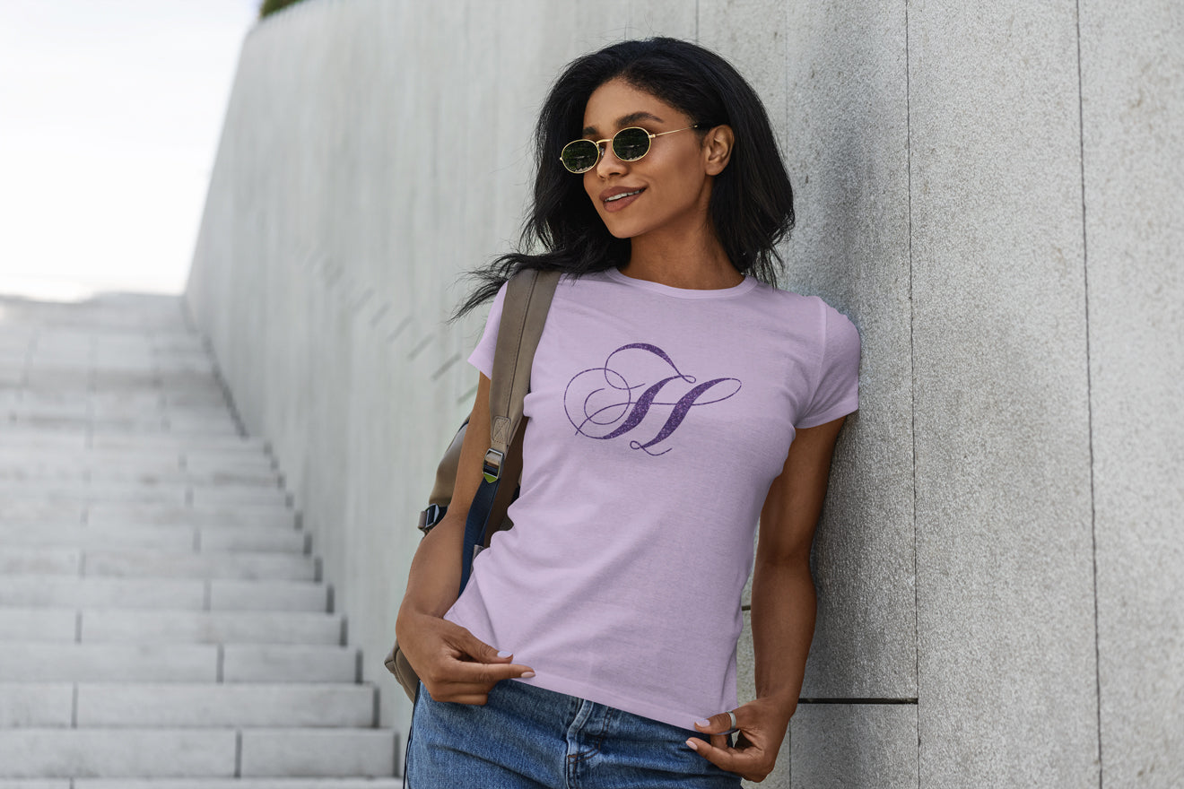 Lilac with Purple Sparkle H Woman Tee