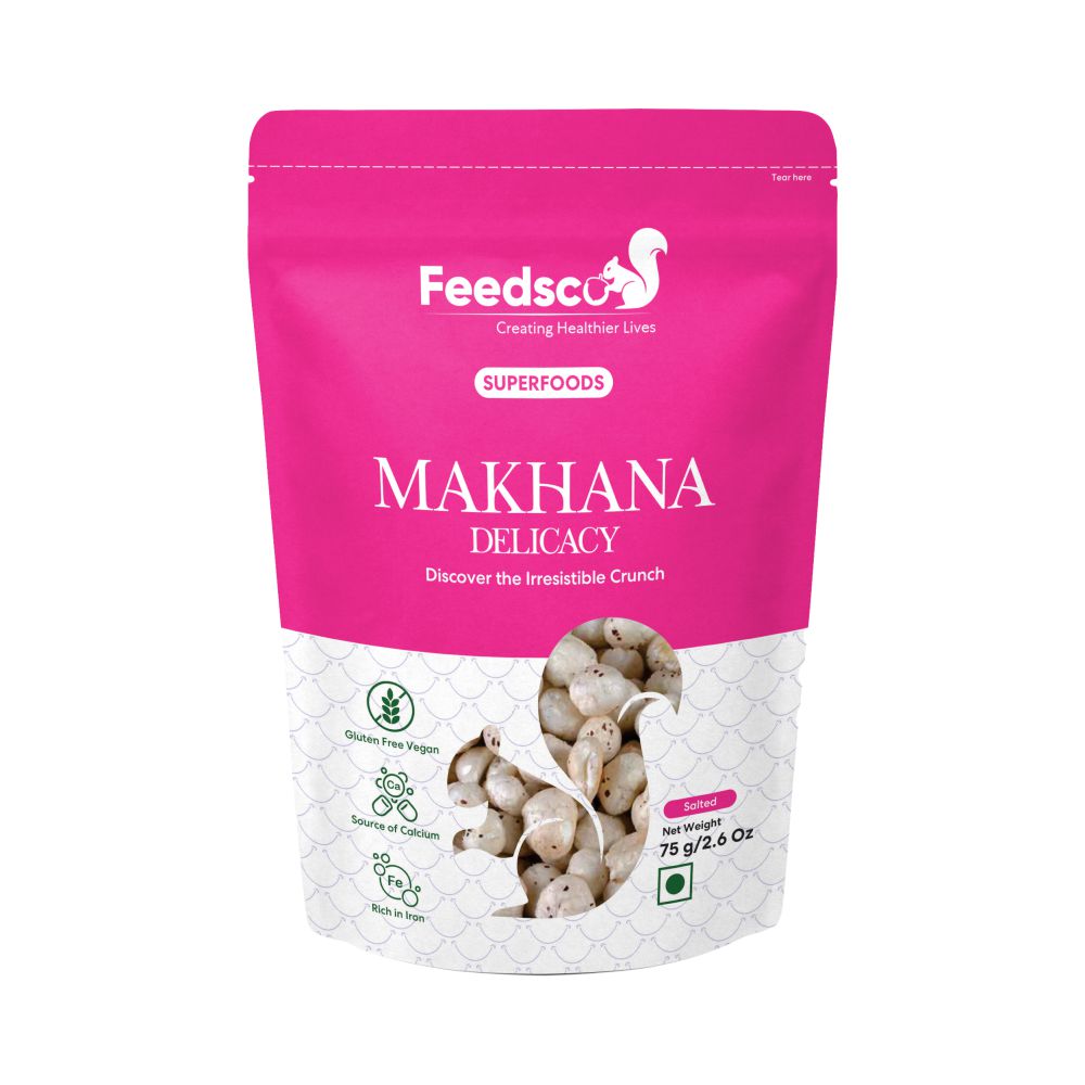 Feedsco Makhana Delicacy Fox Nuts Makhana | Healthy Snacks 75 Gms (Pack of 2)