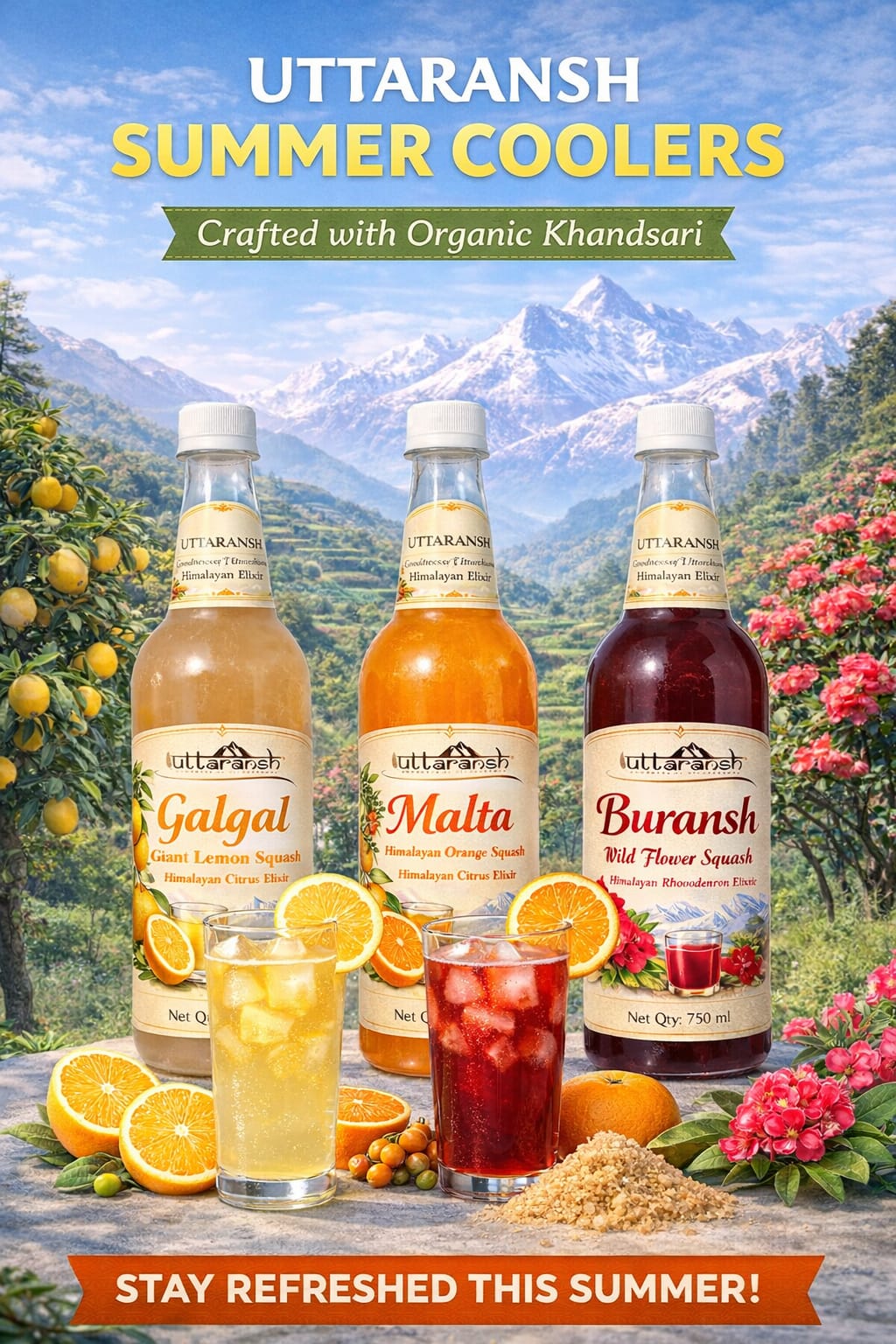 Uttaransh Buransh Flower ( Rhododendron) Squash 750ml