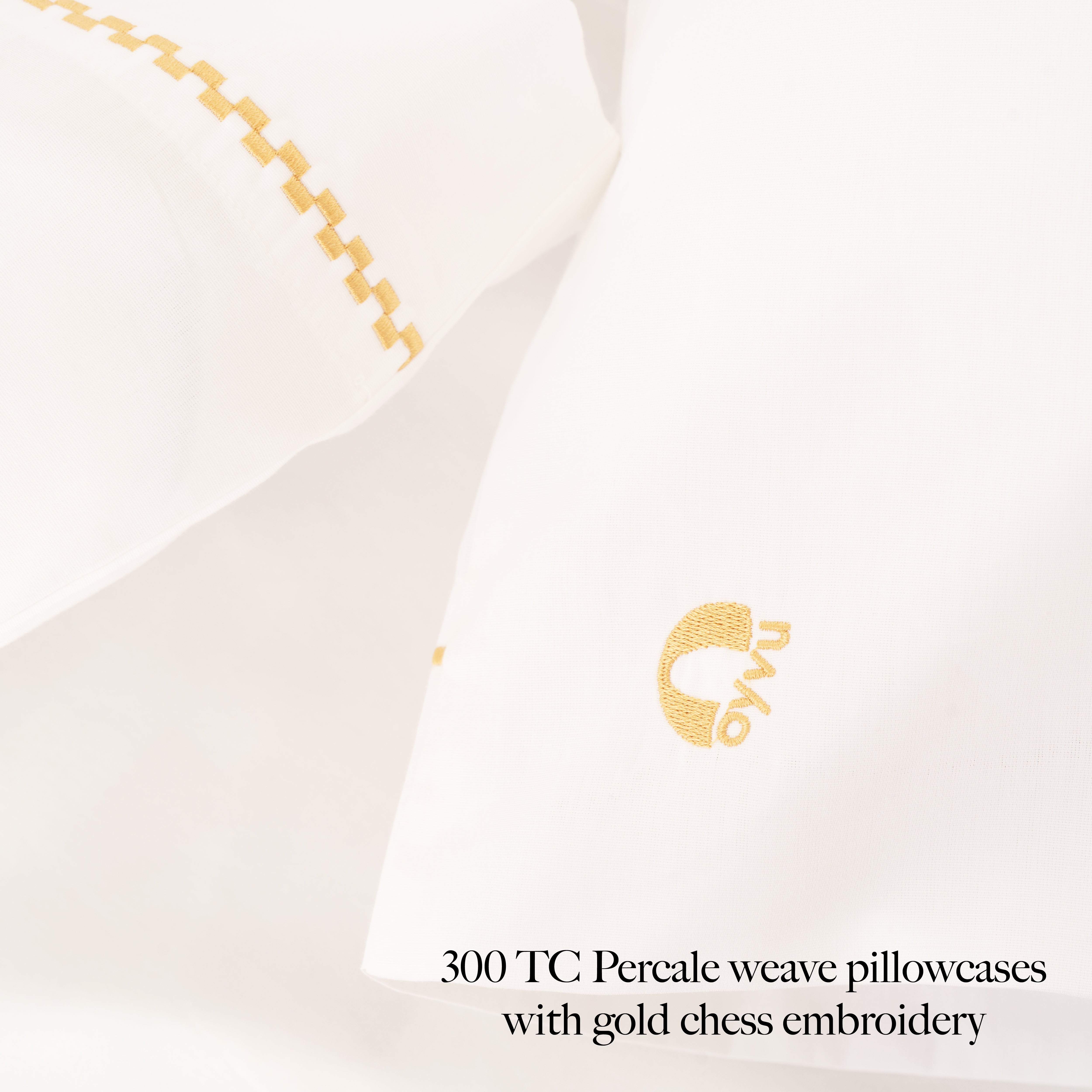 Gold Chess on White Percale, 300 TC Bedsheet Set