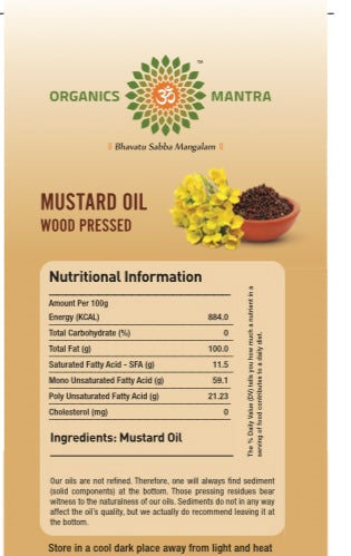 Organics Mantra - Mustard Oil/ Avva nune/ Sarso ke tel - 1 litre