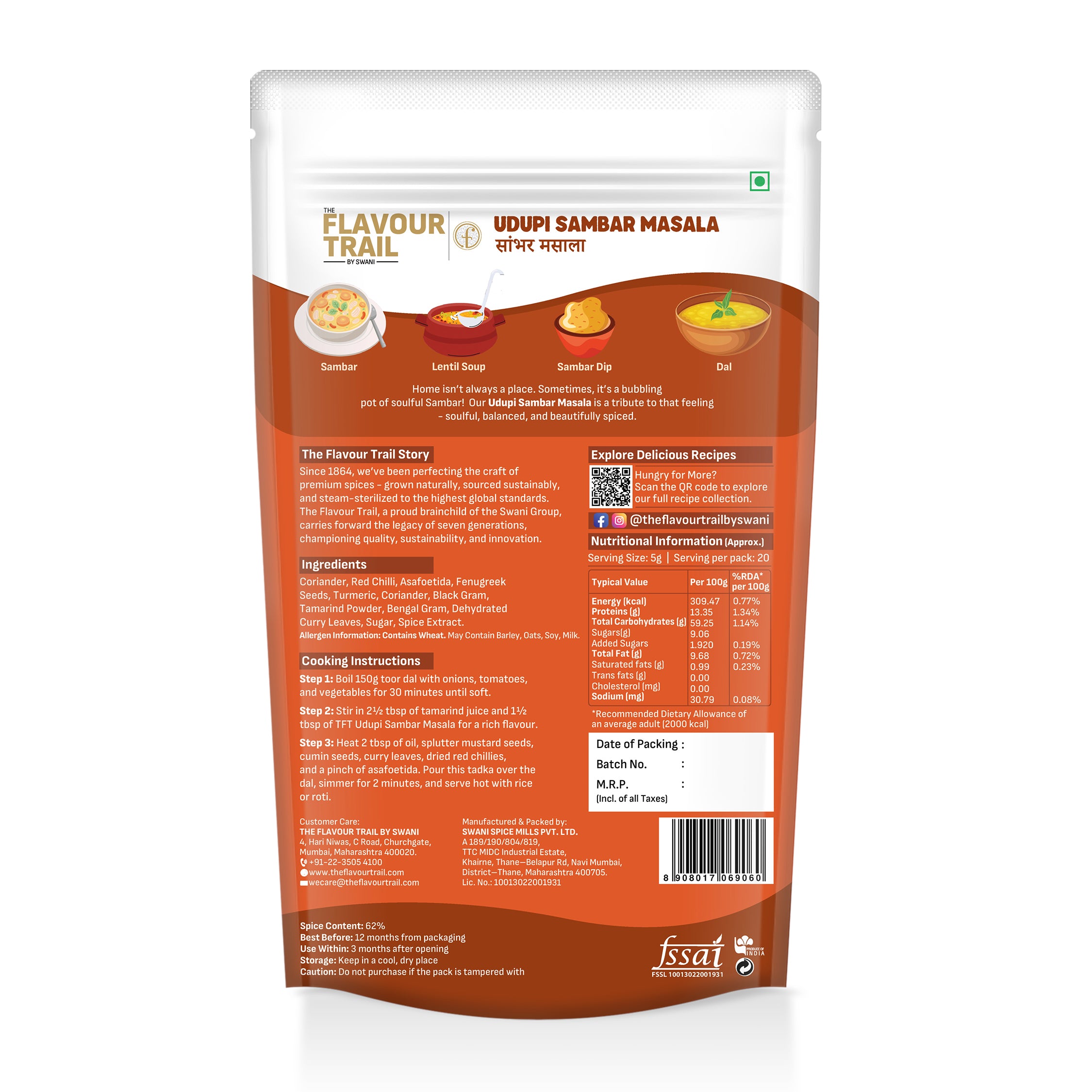 The Flavour Trail pure & natural Udupi Sambar Masala