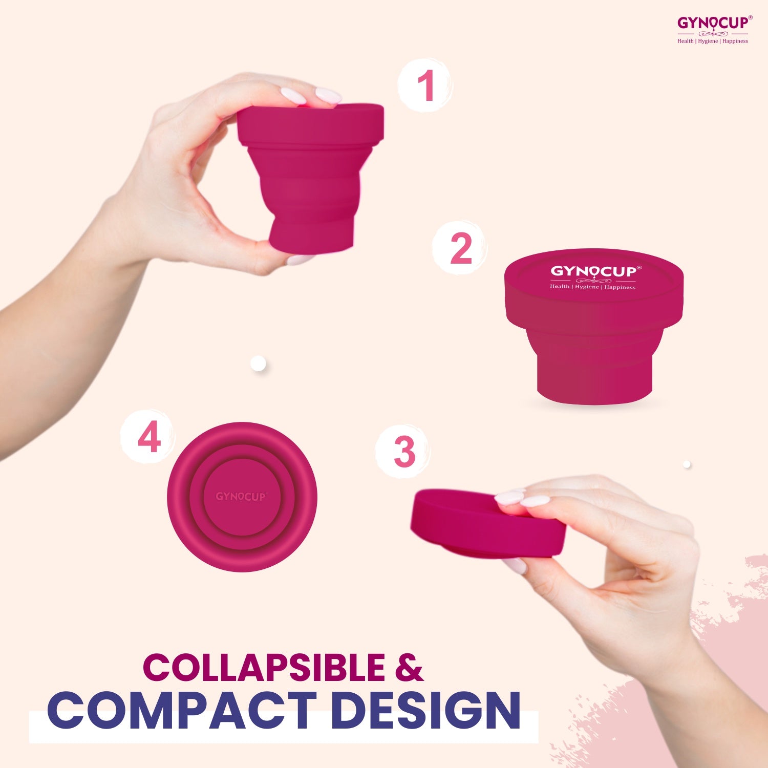 Gynocup Collapsible Silicone Cup Menstrual Cup Sterilizer | Kills 99% of Germs in 2 Minutes | Microwave Friendly - 1 Unit