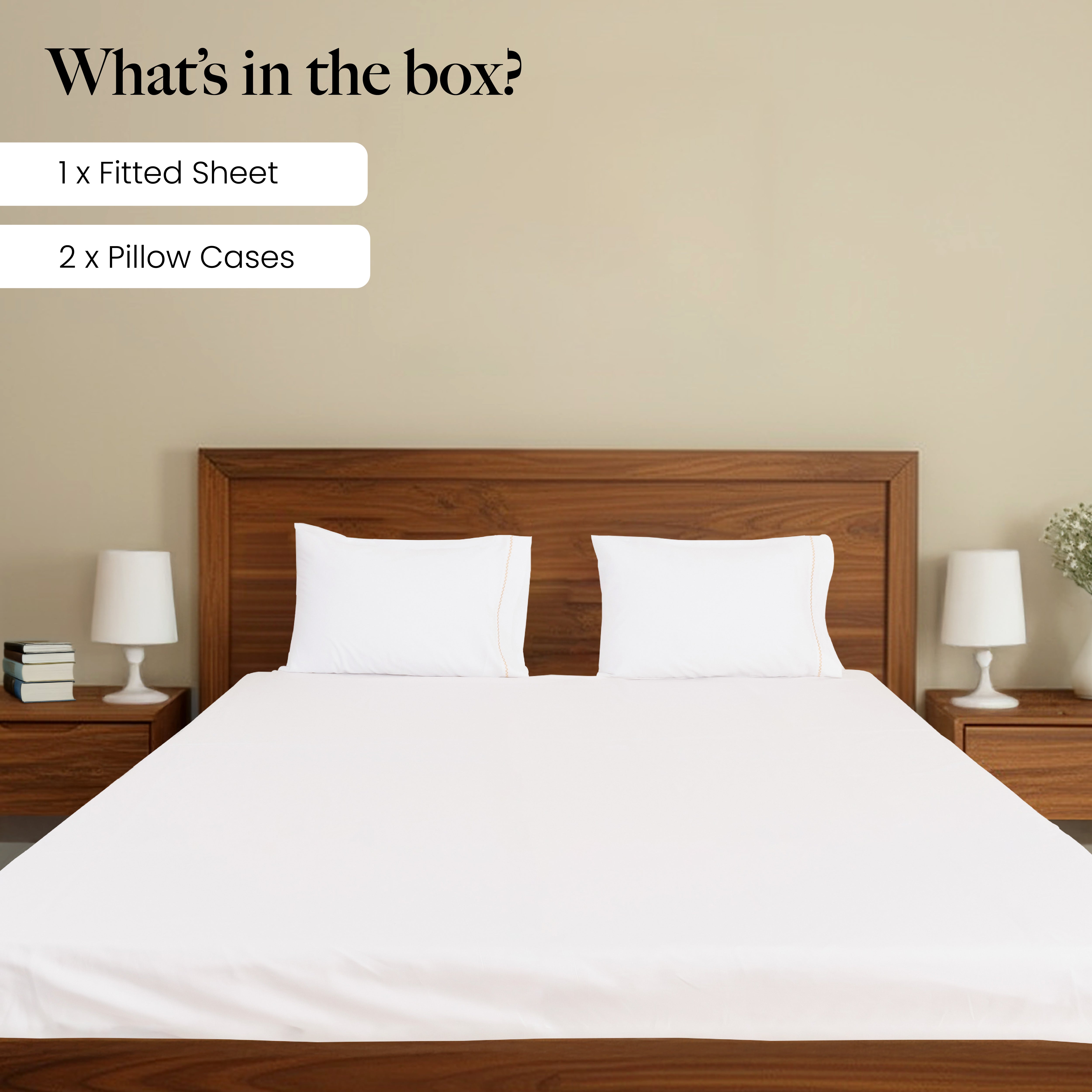 Gold Chess on White Percale, 300 TC Bedsheet Set