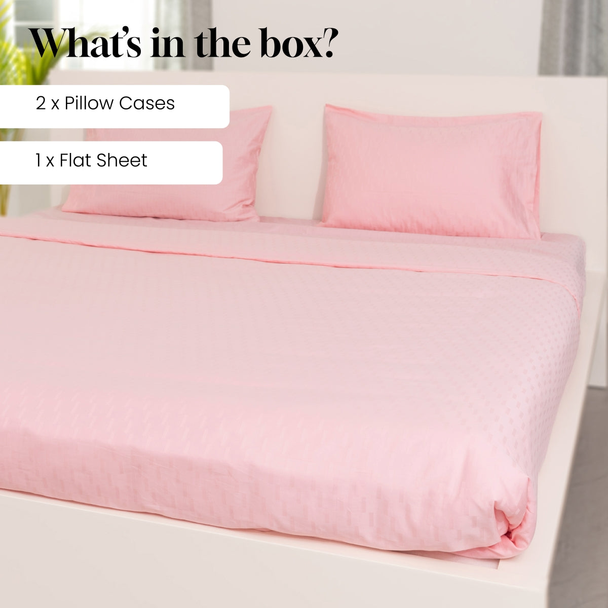 Strawberry Cream, 300TC, Step Design Bedsheet Set