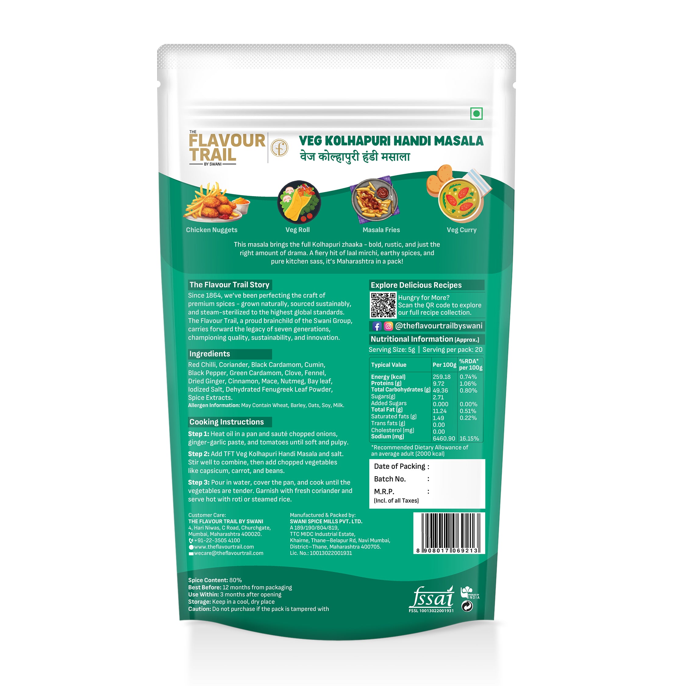 The Flavour Trail pure & natural Veg Kolhapuri Handi Masala