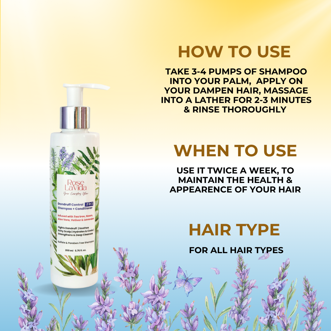 Ayurvedic Tea tree flake free Dandruff Control 2 in 1 Shampoo + Conditioner