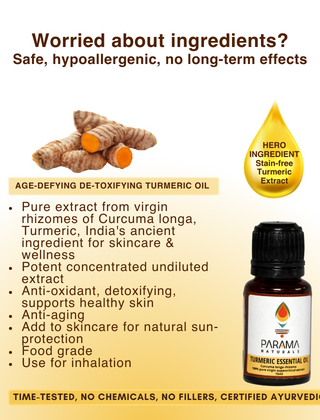 Parama Naturals Undiluted Turmeric Essential Oil For Aging & Itchy Skin, Acne & Scars, Aromatherapy, 15ml