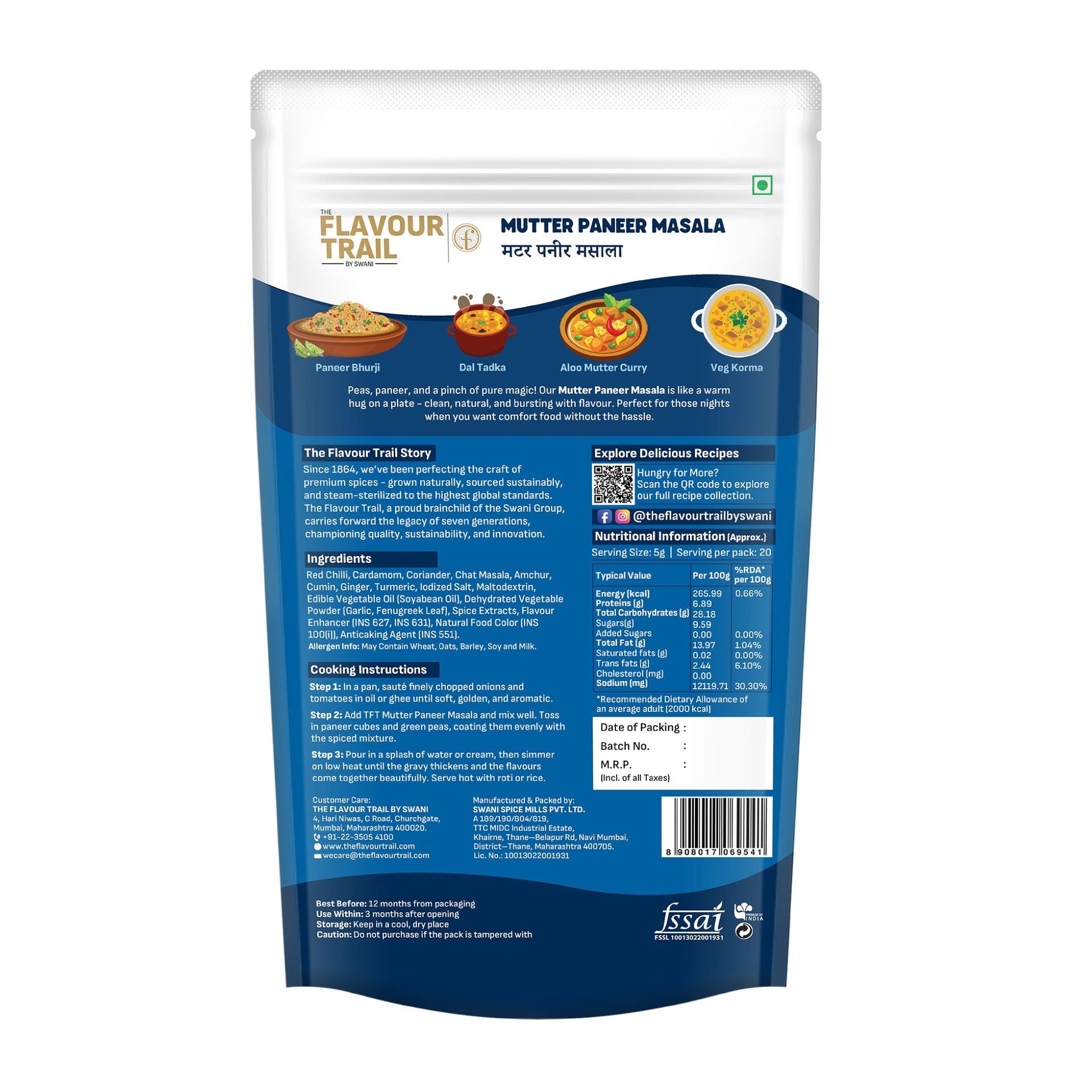 The Flavour Trail - Pure & Natural Mutter Paneer Masala