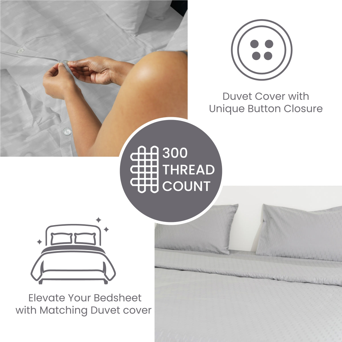 Alloy, 300TC, Step Design Bedsheet Set