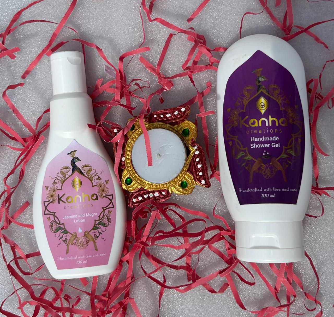 Kanha creations Diwali Hamper of Jasmine Mogara Lotion & Jasmine Mogara Body Wash Combo Kit