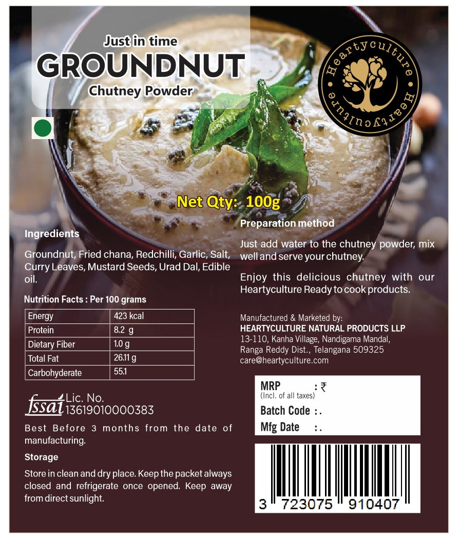 Heartyculture Groundnut Chutney In a Minute 100 G