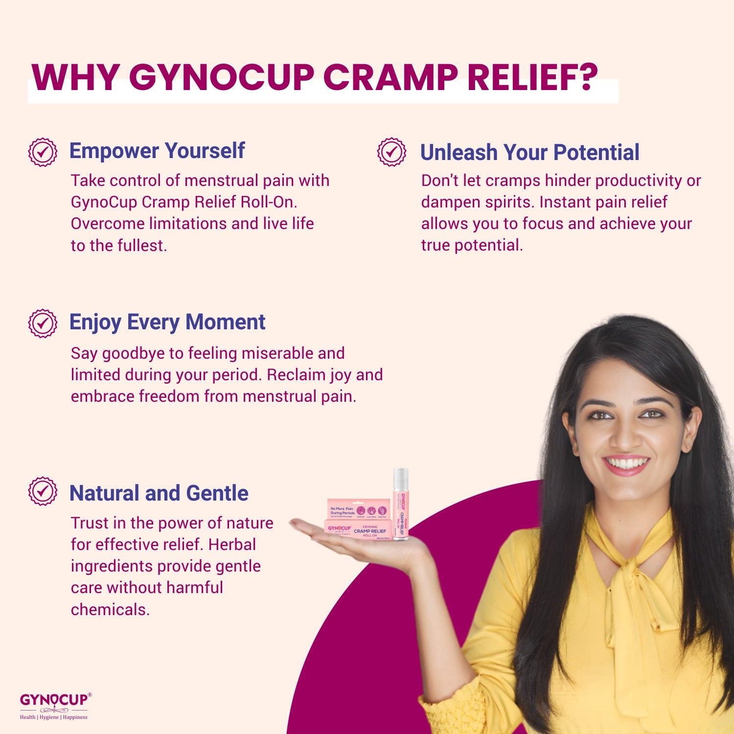 Gynocup Feminine Cramp Relief Roll On All in One (Periods, Lower Back Pain & Body Pain)