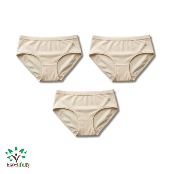 Eco-Life Kid's (Boy's and Girl's) Undyed and unbleached cotton panty - 3 piece pack