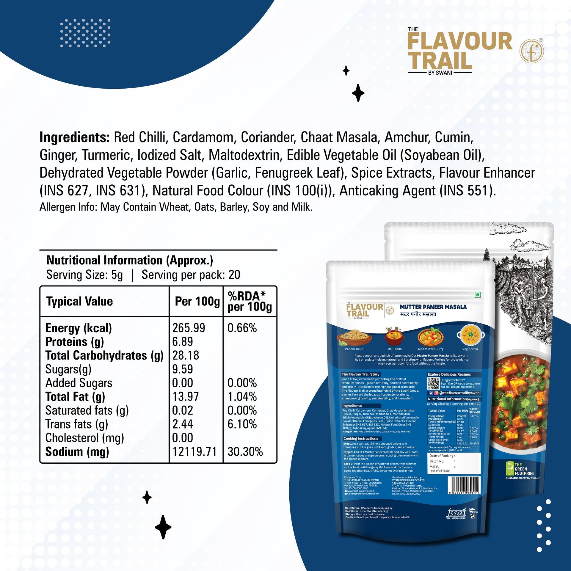 The Flavour Trail - Pure & Natural Mutter Paneer Masala