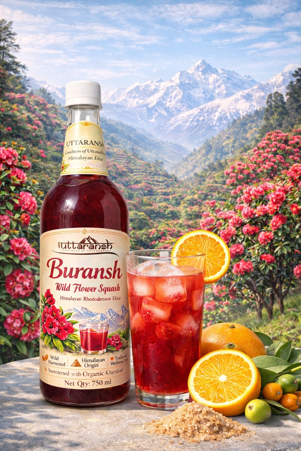 Uttaransh Buransh Flower ( Rhododendron) Squash 750ml