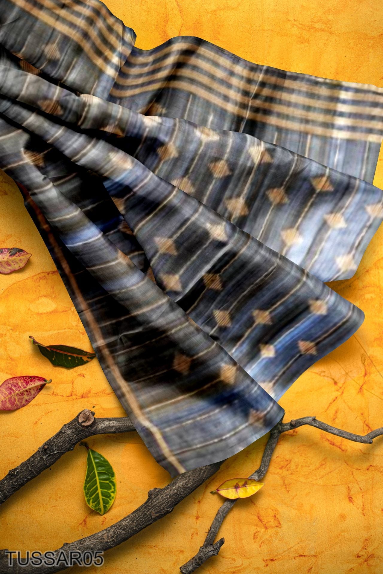 AATMOH Gray Tussar silk handloom saree…