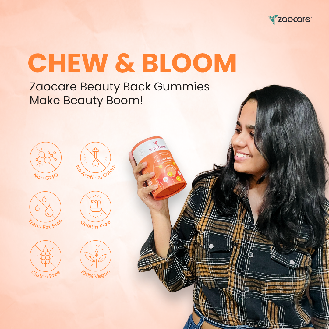 Zaocare Beauty Back Biotin Gummies For Men & Women | For Hair, Nail & Skin | Plant Based