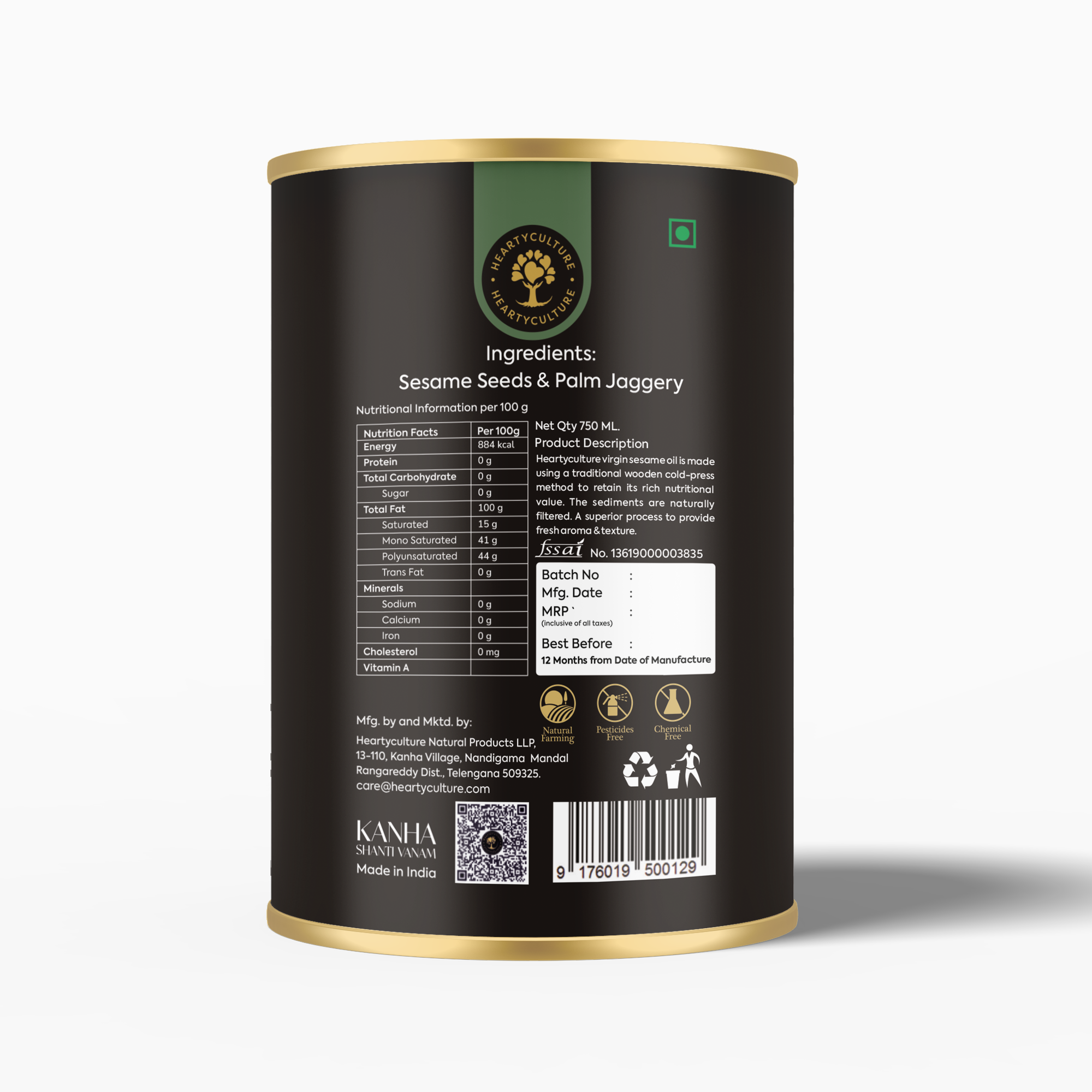 Heartyculture Sesame Oil- 750 Ml