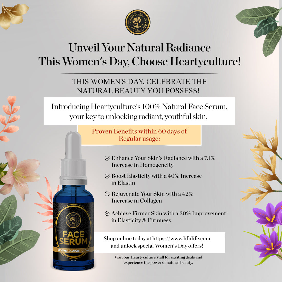 Heartyculture Face Serum Unleash Your Natural Radiance: Discover Heartyculture's 100% Natural Face Serum!