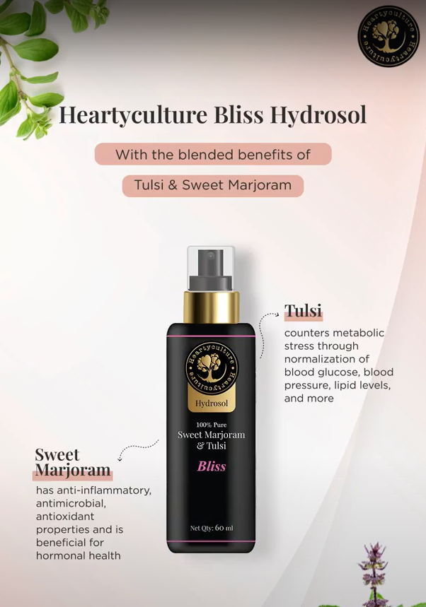 Heartyculture Bliss (Tulsi & Sweet Marjoram) Hydrosol - 60 ml