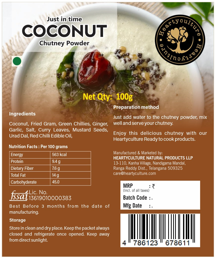 Heartyculture Coconut Chutney In a Minute 100 G