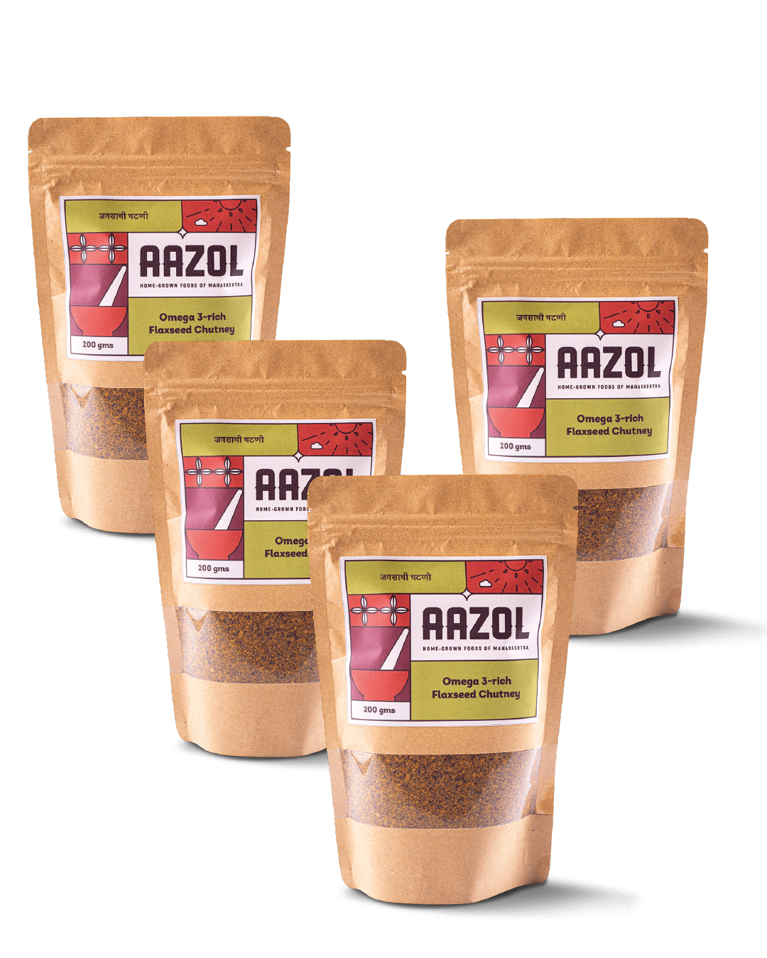 Aazol Omega 3-rich Flaxseed Chutney - 800gms (Pack of 4 X 200g)