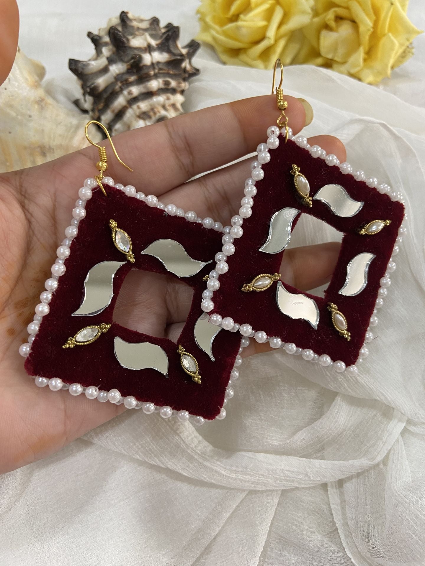 Laadli Handmade- Roop- Mirror Handmade Earrings