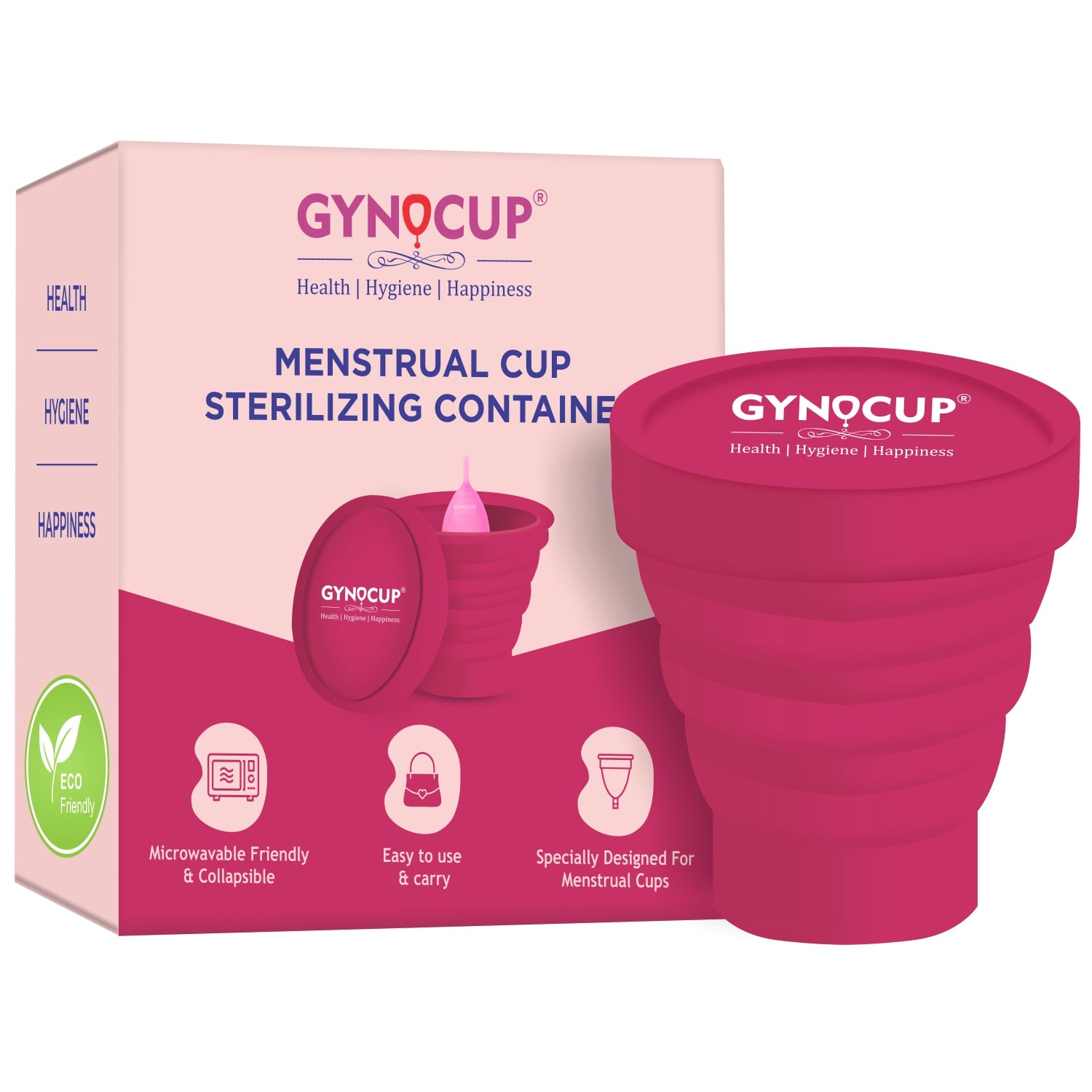 Gynocup Collapsible Silicone Cup Menstrual Cup Sterilizer | Kills 99% of Germs in 2 Minutes | Microwave Friendly - 1 Unit