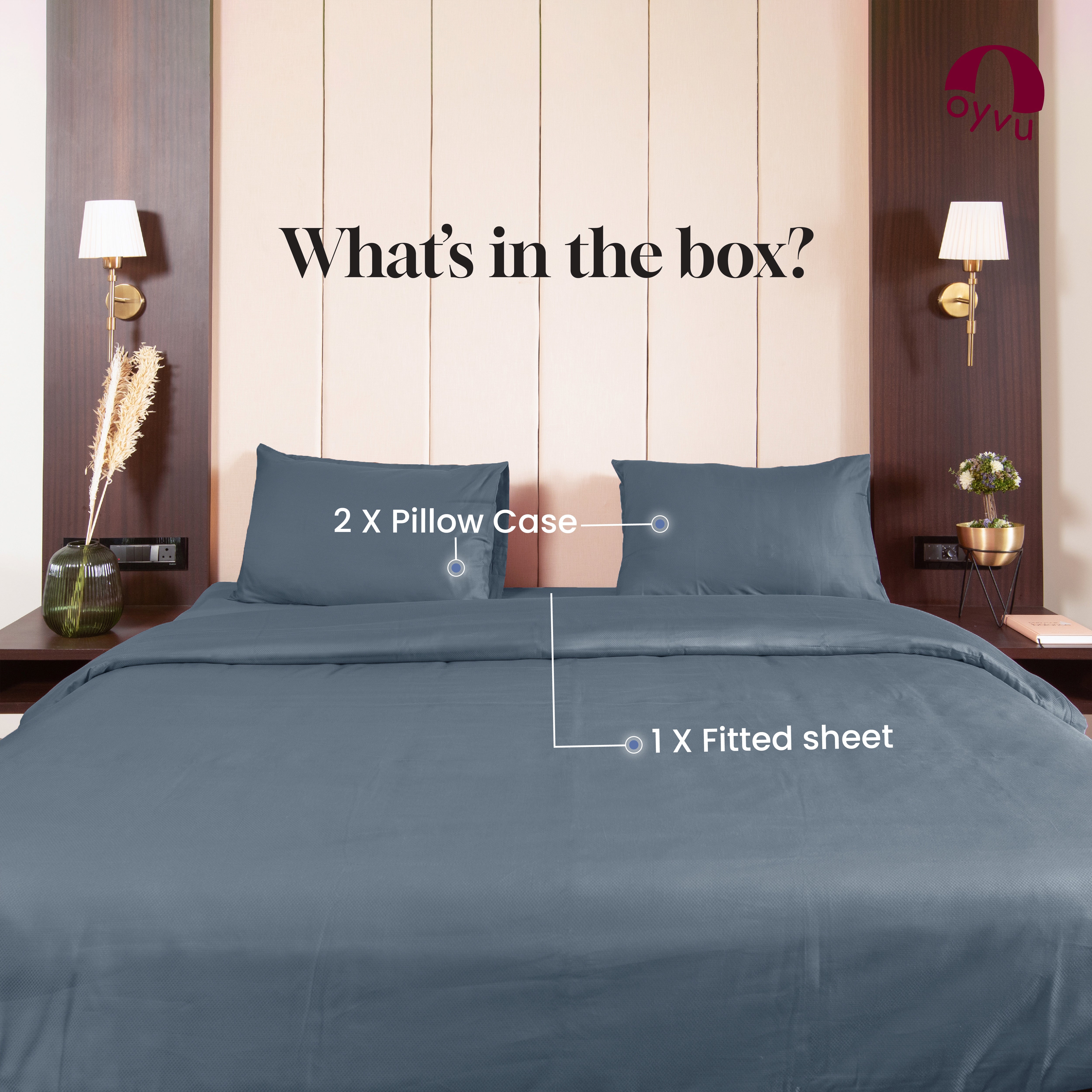 Mineral Blue, 300TC, Microchecks Bedsheet Set