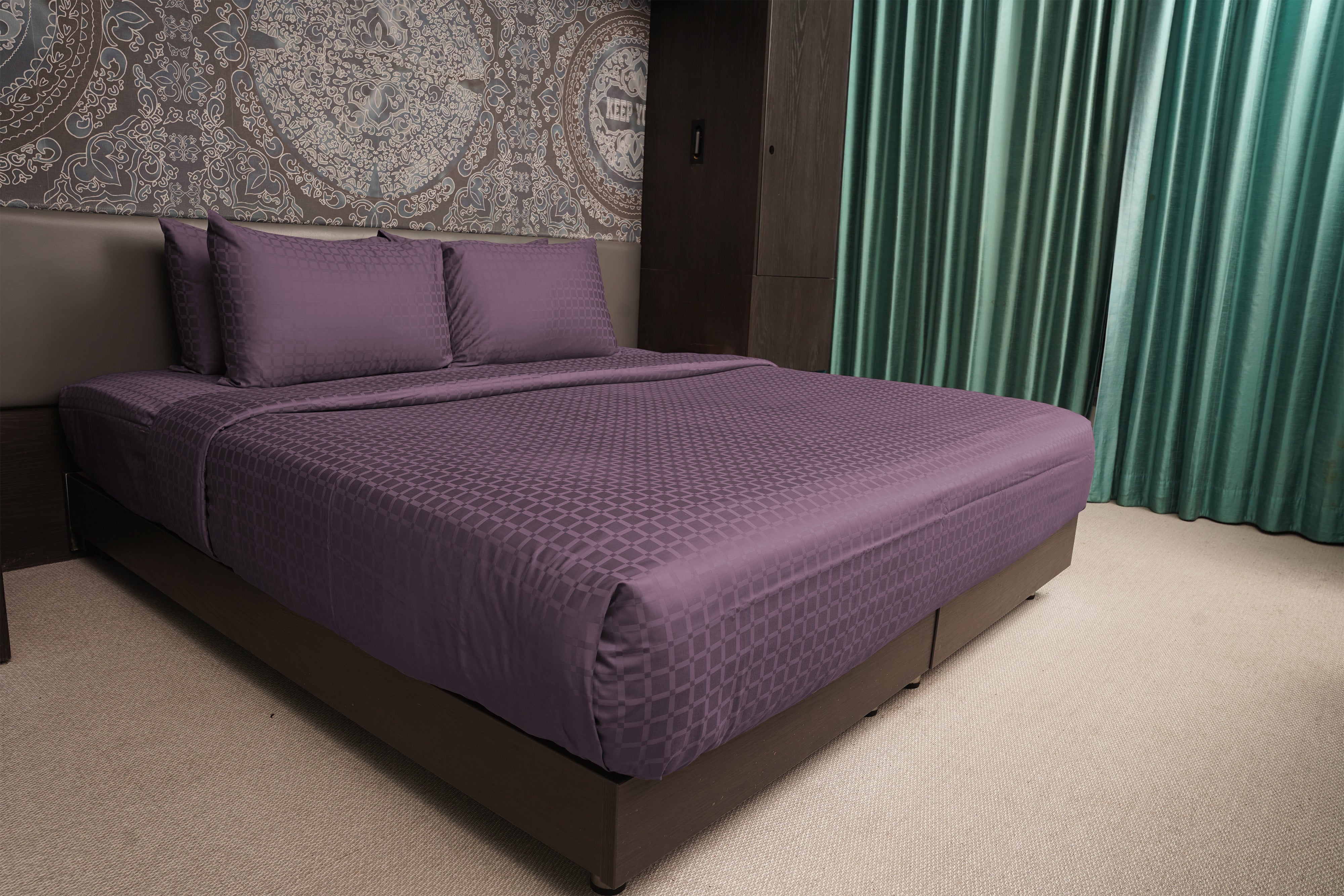 Arctic Dusk, 400TC, Signature Checks Bedsheet Set