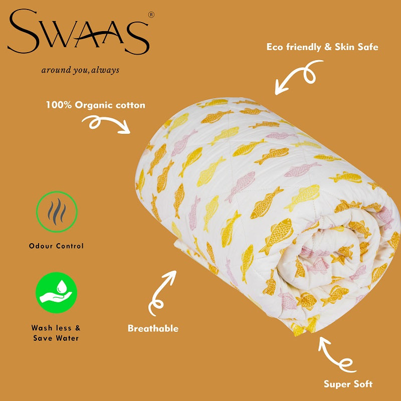 Swaas 100% Organic Cotton Quilted Printed Baby Blanket