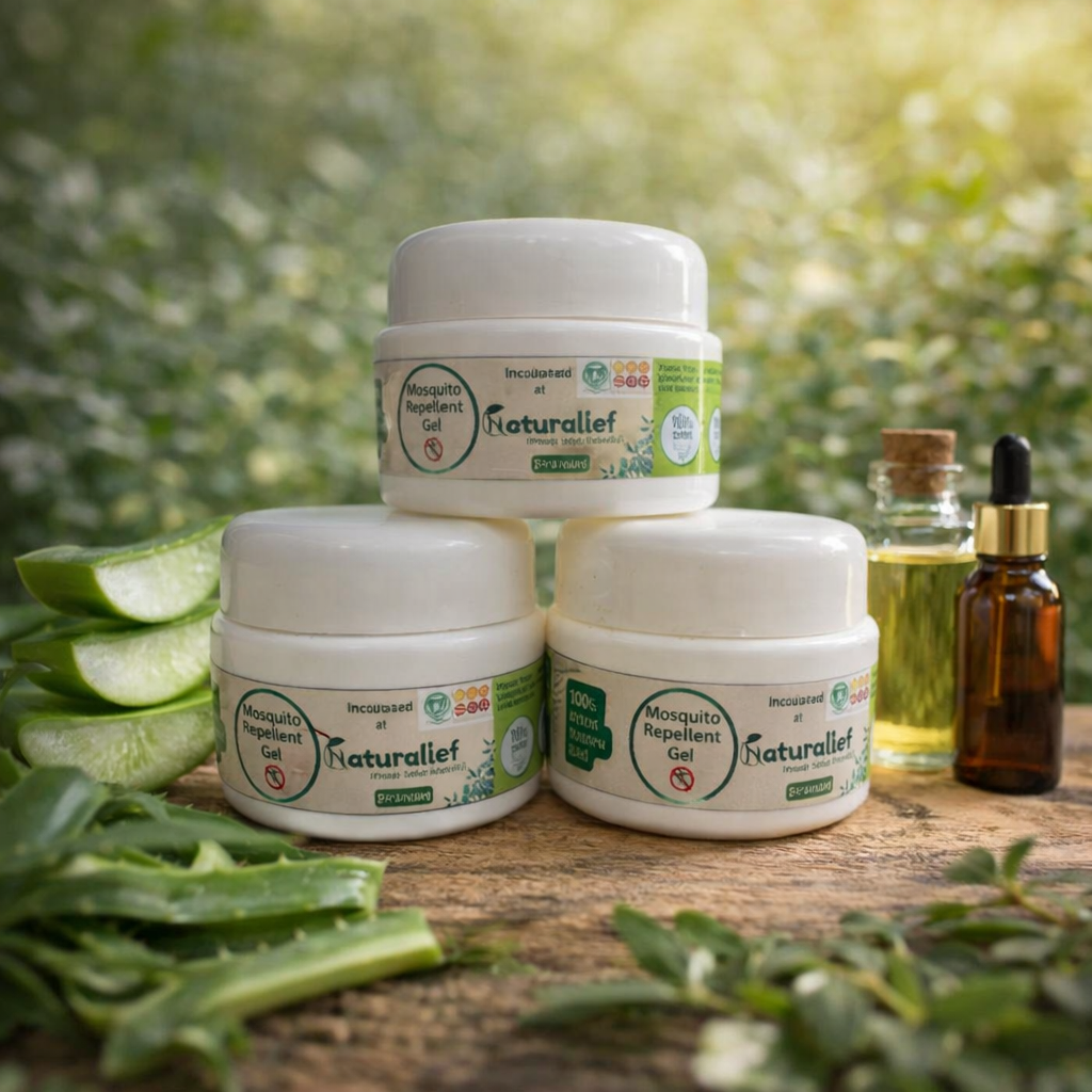 Naturalief Mosquito Repellent Gel – DEET-Free | Aloe Vera & Essential Oils | Herbal & Skin-Friendly