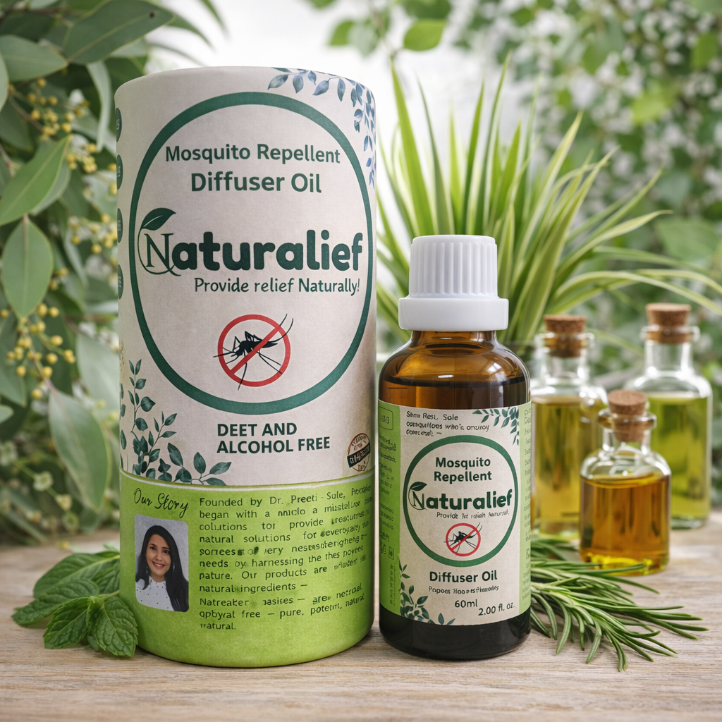 Naturalief Herbal Mosquito Repellent Diffuser Oil – DEET-Free, Aromatic Protection for Indoor Spaces