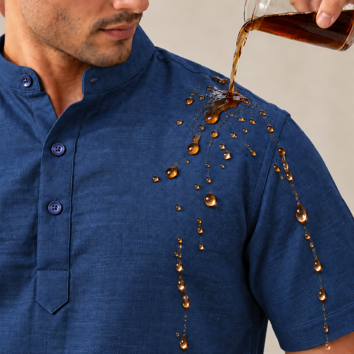 UNHELD Men Hemp Half Sleeve Water Repellent Odor Control Short Kurta