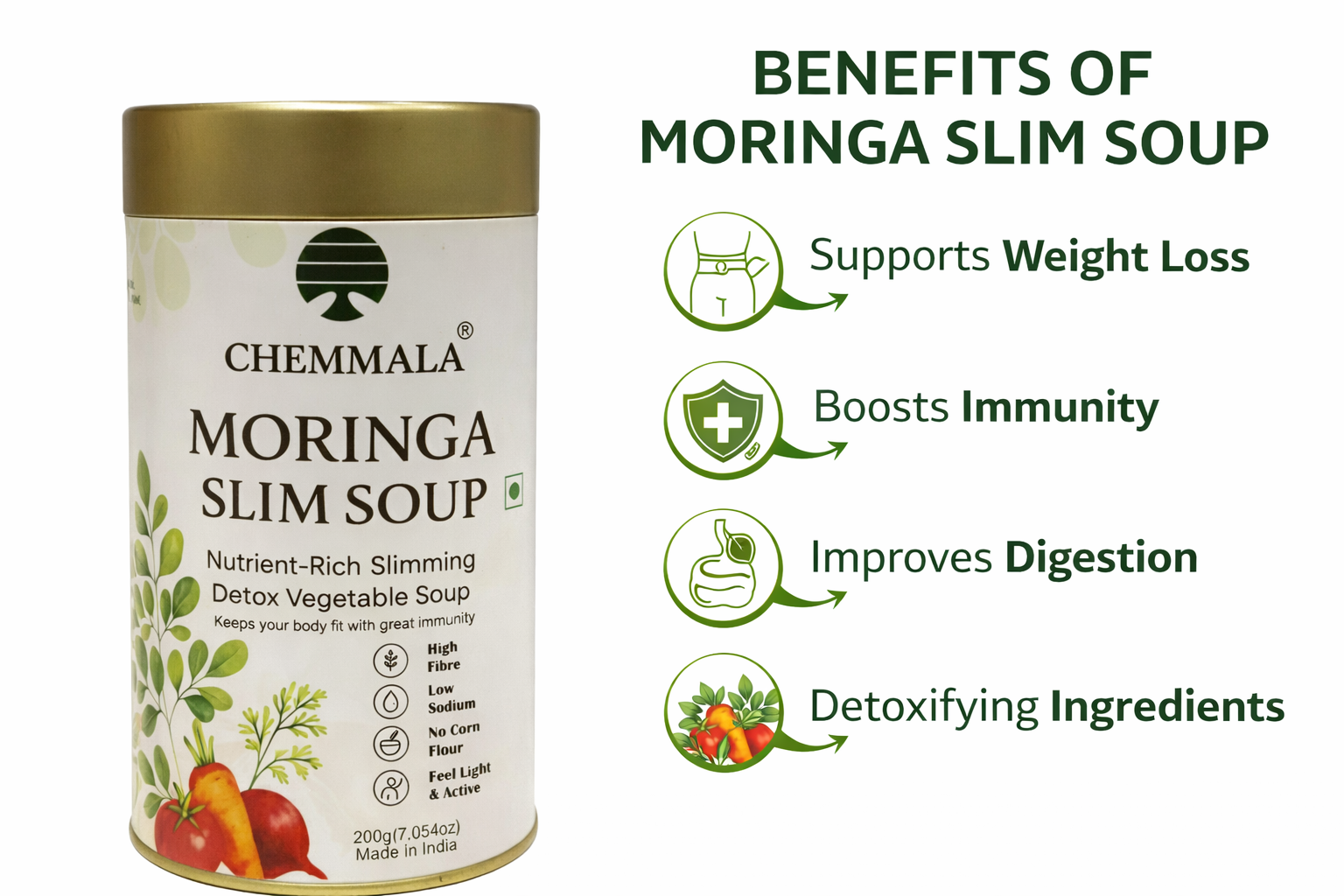Chemmala Moringa Herbal Soup Mix | Nutrient-Rich Vegetable Soup | High Fibre | Light & Healthy | 200g