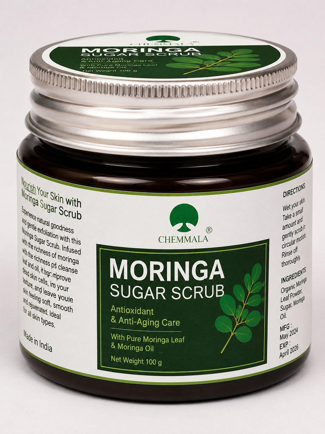 Chemmala Moringa Body Sugar Scrub
