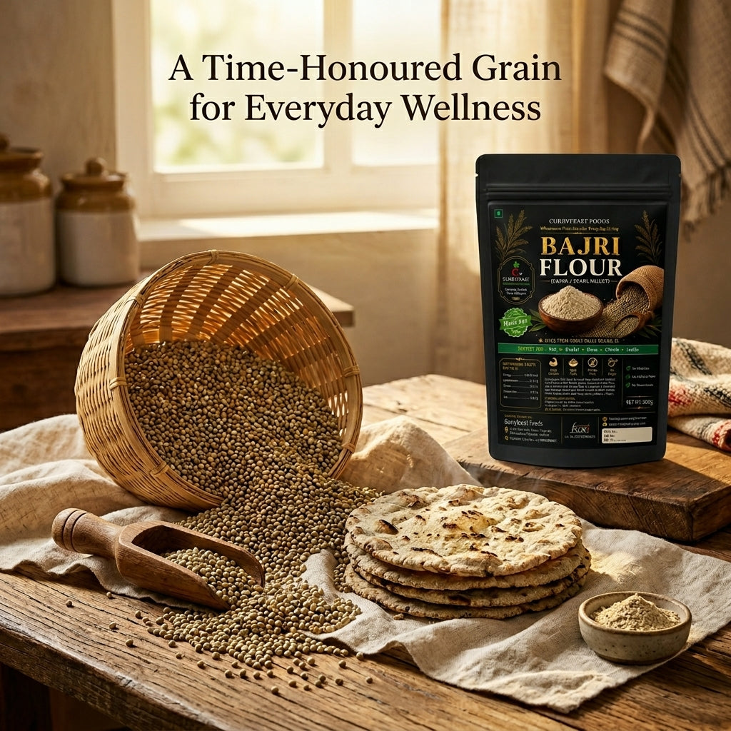 Curryfeast Bajri Flour (Pearl Millet Flour) 1kg | Naturally Gluten Free | Rich in Dietary Fiber | Make Traditional Bhakri & Roti | Easy to Digest | No Preservatives | Prepared from Whole Bajra Grain