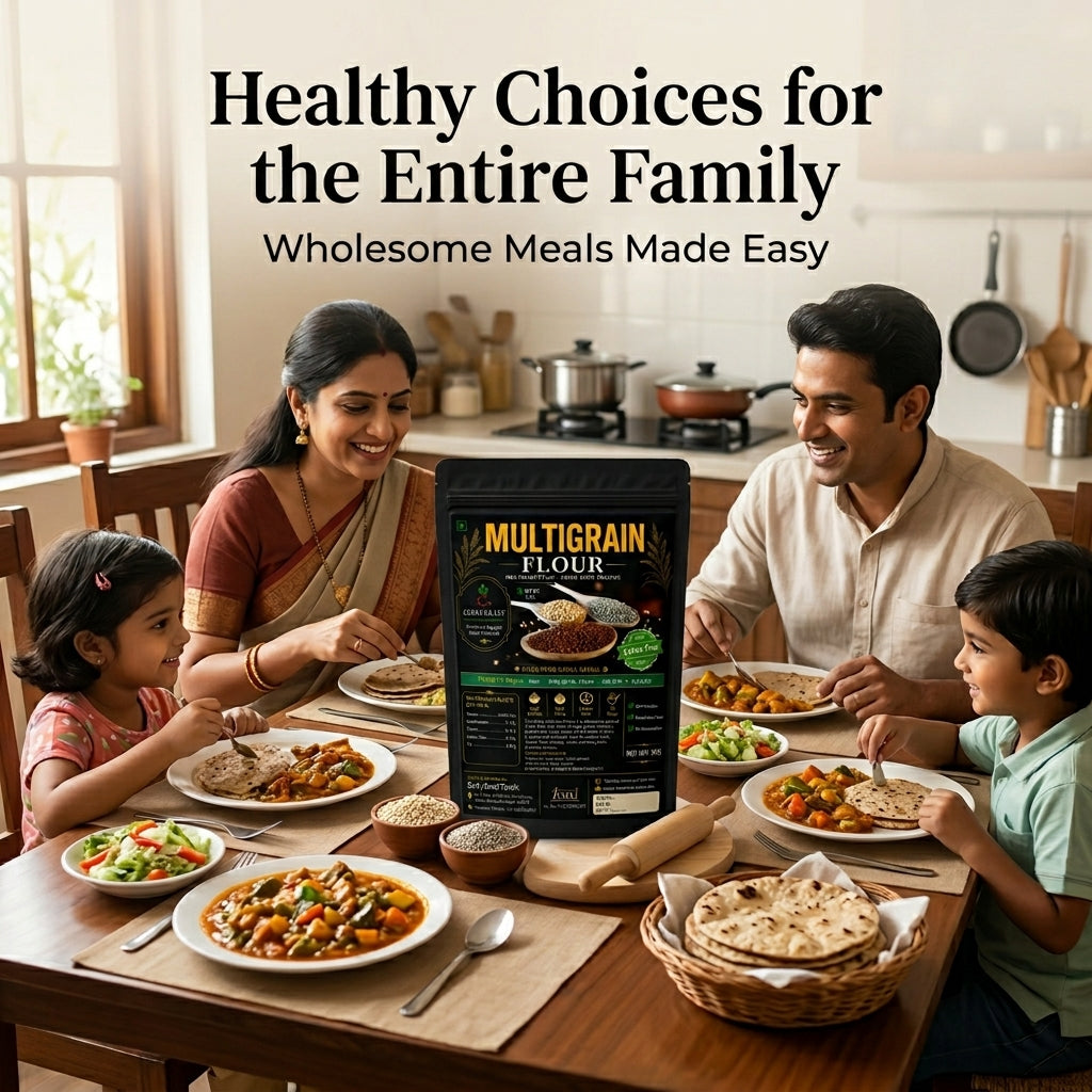 Curryfeast Multigrain Flour 1kg | Jowar, Bajra & Ragi Flour Blend | Gluten Free Millet Flour | High Fibre & Protein Rich | For Roti, Bhakri, Dosa, Chilla & Healthy Recipes